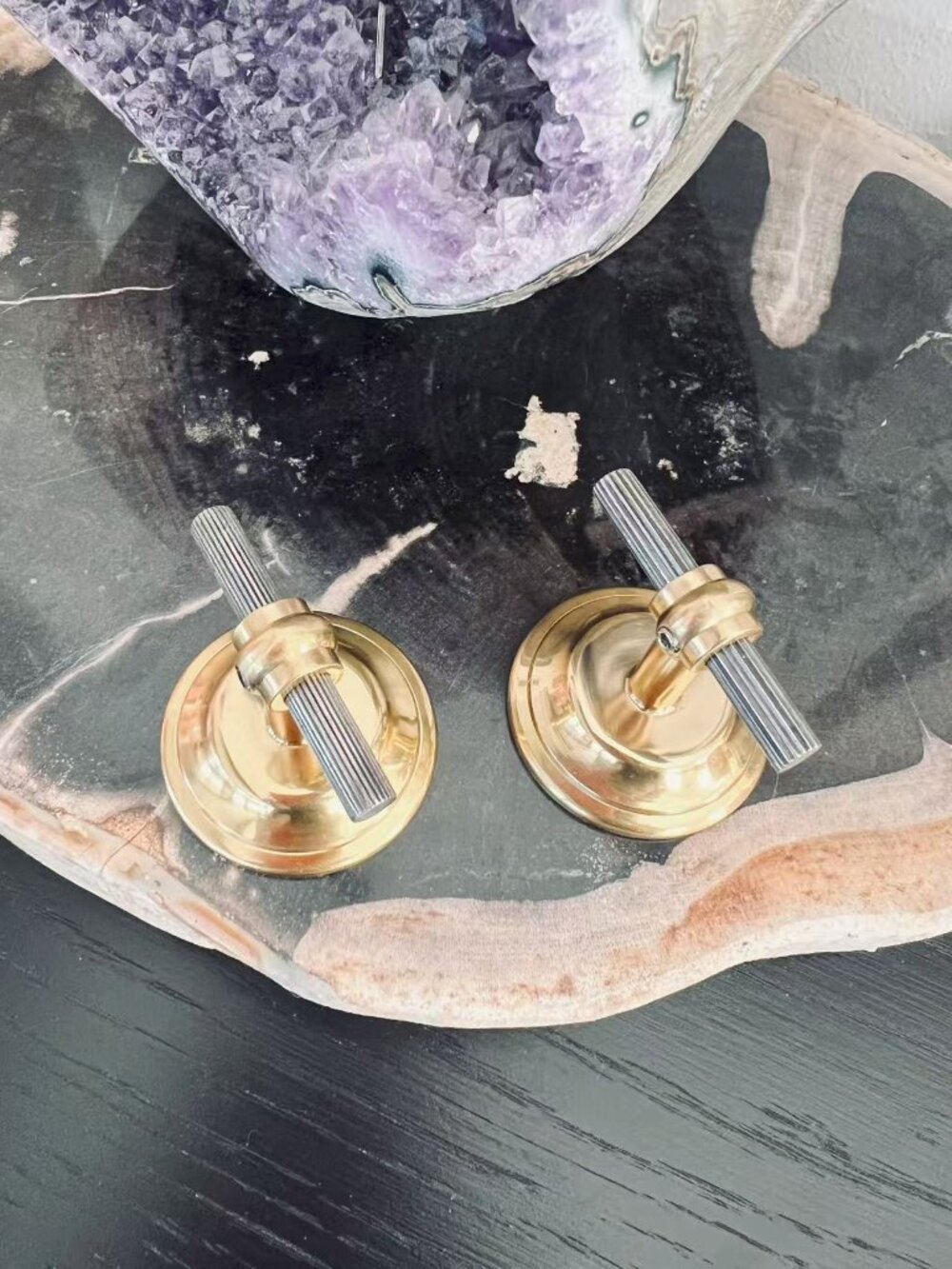 Brand New Anthropologie Sylvie Mixed Metal Knobs, Set of 2